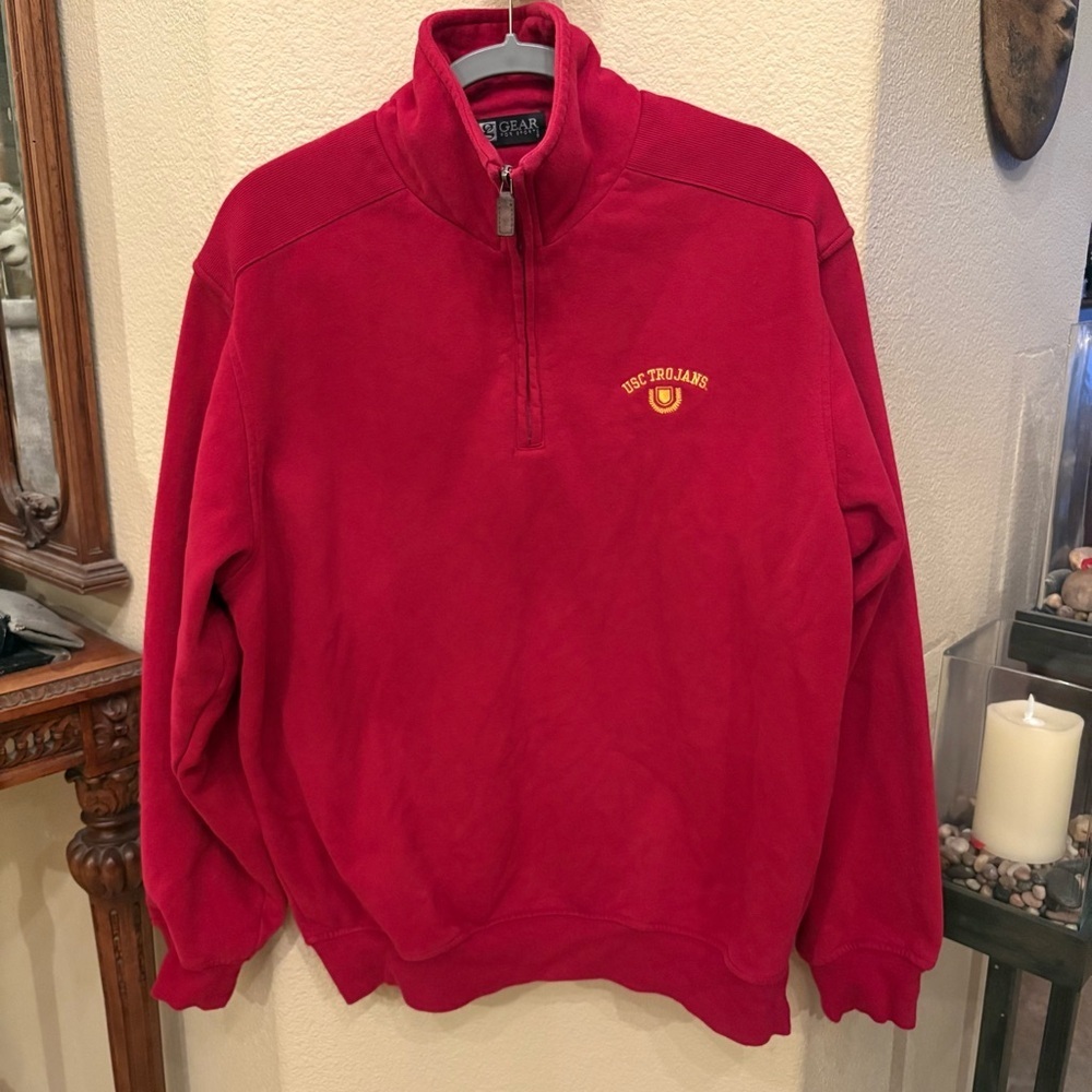 Gear For Sports Men Red USC Trojans 1/4 Zipped Soft Warm Sweatshirt Size Large